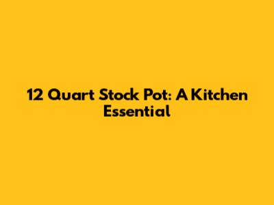 12 Quart Stock Pot: A Kitchen Essential