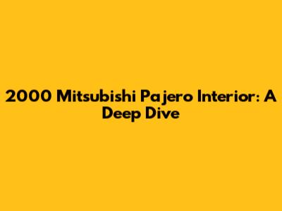 2000 Mitsubishi Pajero Interior: A Deep Dive