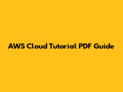 AWS Cloud Tutorial PDF Guide