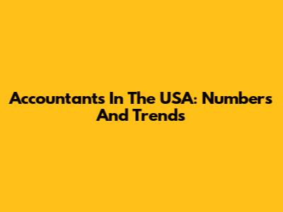Accountants In The USA: Numbers And Trends