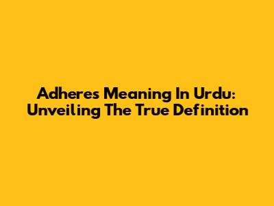 Adheres Meaning In Urdu: Unveiling The True Definition