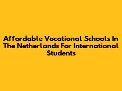 Affordable Vocational Schools In The Netherlands For International Students