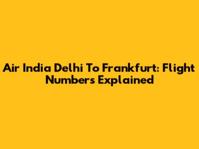 Air India Delhi To Frankfurt: Flight Numbers Explained