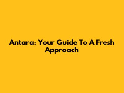 Antara: Your Guide To A Fresh Approach
