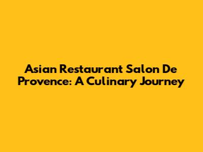 Asian Restaurant Salon De Provence: A Culinary Journey