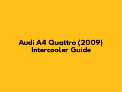 Audi A4 Quattro (2009) Intercooler Guide