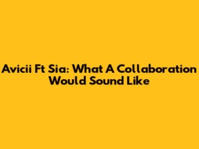 Avicii Ft Sia: What A Collaboration Would Sound Like