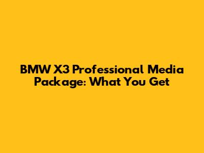 BMW X3 Professional Media Package: What You Get