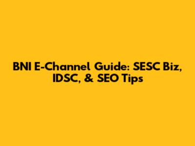 BNI E-Channel Guide: SESC Biz, IDSC, & SEO Tips