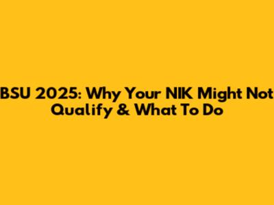 BSU 2025: Why Your NIK Might Not Qualify & What To Do
