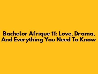 Bachelor Afrique 11: Love, Drama, And Everything You Need To Know