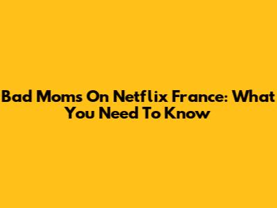 Bad Moms On Netflix France: What You Need To Know