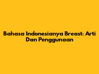 Bahasa Indonesianya Breast: Arti Dan Penggunaan
