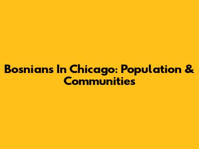 Bosnians In Chicago: Population & Communities