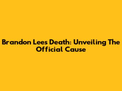 Brandon Lee's Death: Unveiling The Official Cause