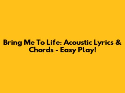 Bring Me To Life: Acoustic Lyrics & Chords - Easy Play!