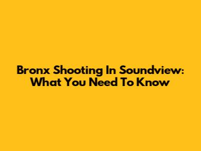 Bronx Shooting In Soundview: What You Need To Know