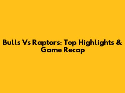 Bulls Vs Raptors: Top Highlights & Game Recap