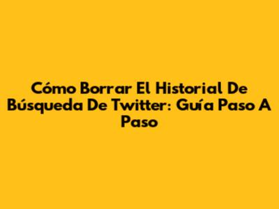 Cómo Borrar El Historial De Búsqueda De Twitter: Guía Paso A Paso