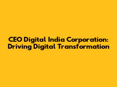 CEO Digital India Corporation: Driving Digital Transformation