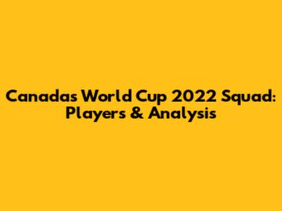 Canada's World Cup 2022 Squad: Players & Analysis