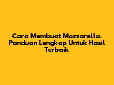 Cara Membuat Mozzarella: Panduan Lengkap Untuk Hasil Terbaik