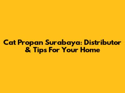 Cat Propan Surabaya: Distributor & Tips For Your Home