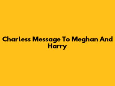Charles's Message To Meghan And Harry