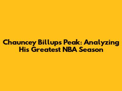 Chauncey Billups' Peak: Analyzing His Greatest NBA Season