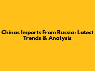 China's Imports From Russia: Latest Trends & Analysis