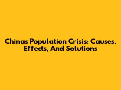 China's Population Crisis: Causes, Effects, And Solutions
