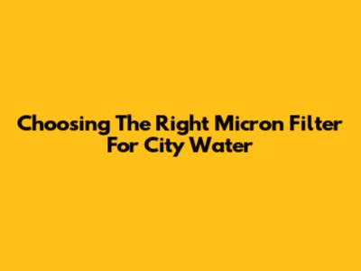 Choosing The Right Micron Filter For City Water