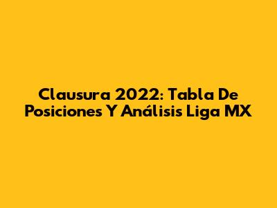 Clausura 2022: Tabla De Posiciones Y Análisis Liga MX