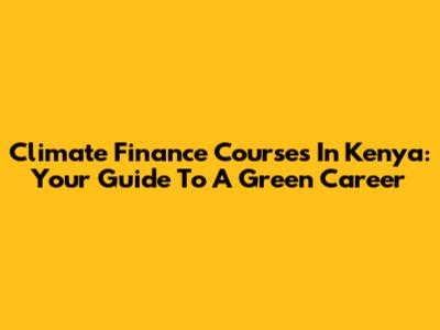 Climate Finance Courses In Kenya: Your Guide To A Green Career