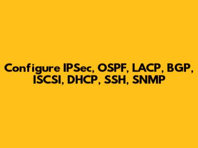 Configure IPSec, OSPF, LACP, BGP, ISCSI, DHCP, SSH, SNMP