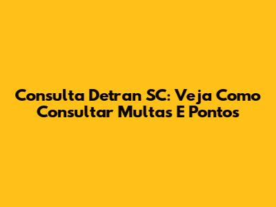 Consulta Detran SC: Veja Como Consultar Multas E Pontos