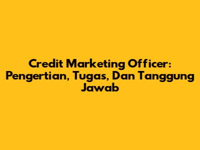 Credit Marketing Officer: Pengertian, Tugas, Dan Tanggung Jawab