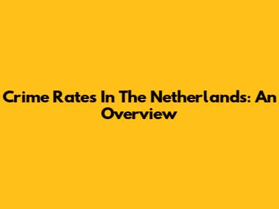 Crime Rates In The Netherlands: An Overview