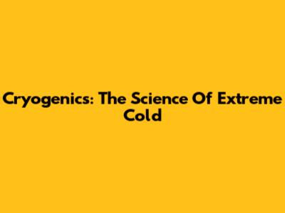 Cryogenics: The Science Of Extreme Cold