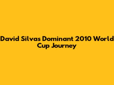 David Silva's Dominant 2010 World Cup Journey