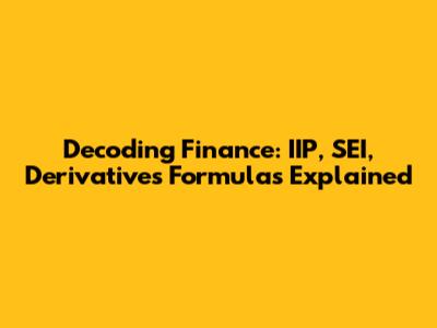Decoding Finance: IIP, SEI, Derivatives Formulas Explained