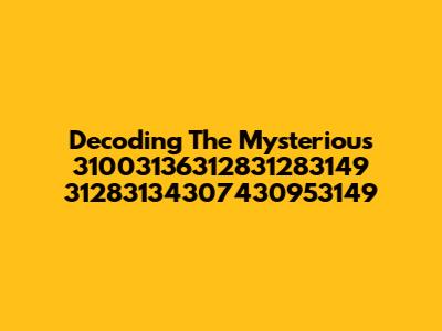 Decoding The Mysterious 31003136312831283149 31283134307430953149
