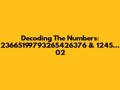 Decoding The Numbers: 23665199793265426376 & 1245…02