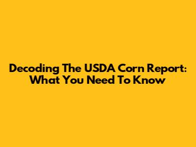 Decoding The USDA Corn Report: What You Need To Know