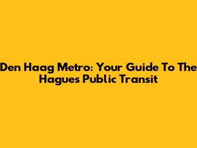 Den Haag Metro: Your Guide To The Hague's Public Transit