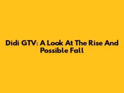 Didi GTV: A Look At The Rise And Possible Fall