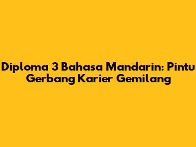 Diploma 3 Bahasa Mandarin: Pintu Gerbang Karier Gemilang