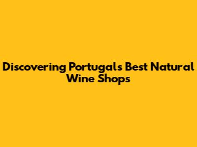 Discovering Portugal's Best Natural Wine Shops