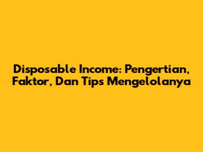 Disposable Income: Pengertian, Faktor, Dan Tips Mengelolanya