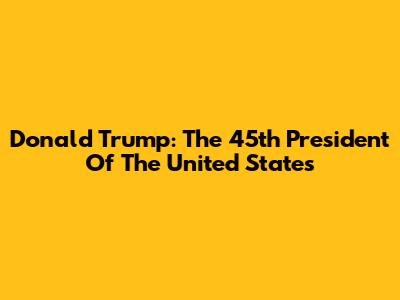 Donald Trump: The 45th President Of The United States